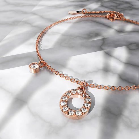 Solid 925 Sterling Silver Initial Crystal Personalised Alphabet Letter Bracelet Rose Gold Filled